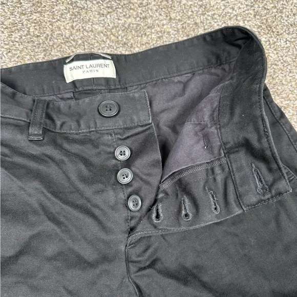 Saint Laurent Paris SLP Black Slim Fit Twill Chinos Side Tab Adjusters Size 29